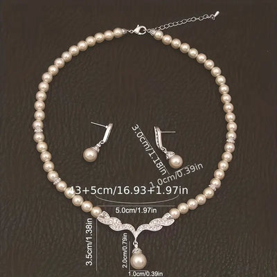 3pcs Earrings Plus Necklace Elegant Jewelry Set. alternate image